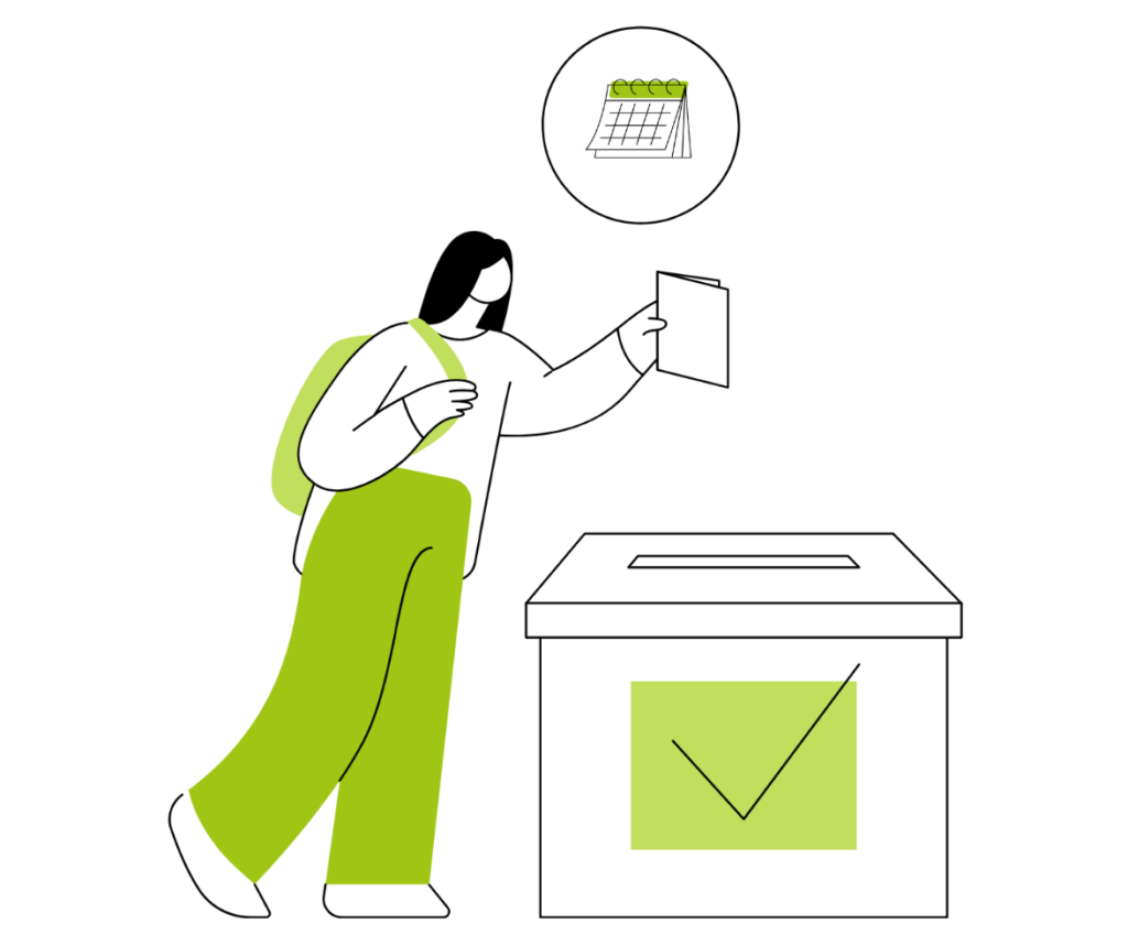 Image showing an a girl putting a ballot in a voting box.